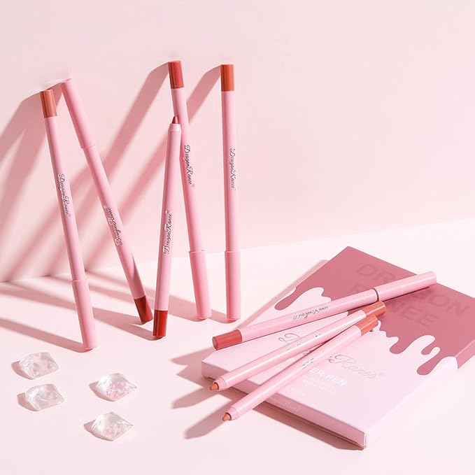 Matte Lip Liner Pencil Set,12 Colors Natural Nude to Dark Waterproof Long Lasting No Fade Soft Pencils Lipstick Makeup Gift Set for Daily Travel Party Work (A)