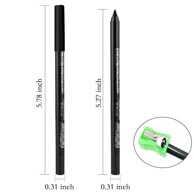 evpct 3Pcs Black & Dark Brown & White Gel Glitter Matte Metallic Eyeliner Pencils Set for Women Waterproof Smudge Proof lapiz de ojos delineador de ojos contra el agua Eye Liner Makeup 01 02 22