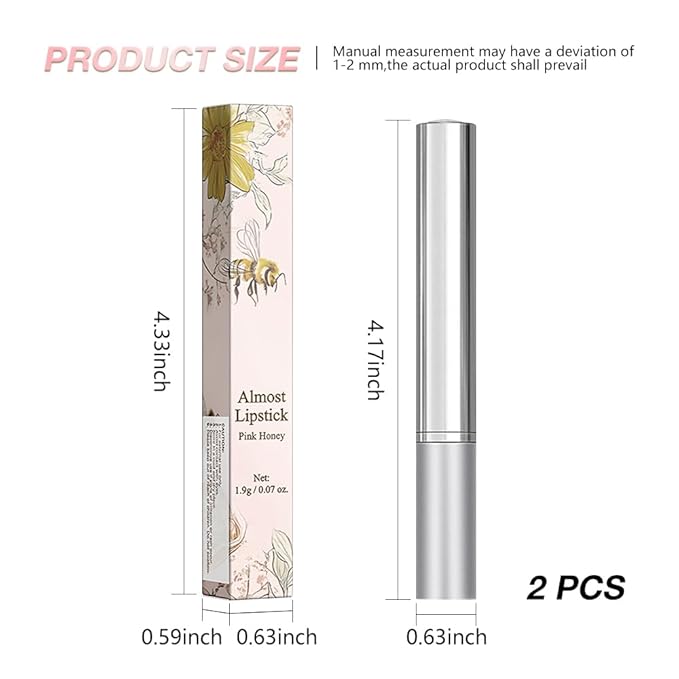 2Pcs Pink Honey Lipstick Tinted Lip Balm, Sheer Hydrating Lip Stain for All Skin Tones, Natural Lightweight Lips Gloss Makeup for Women, Vegan & Cruelty-Free