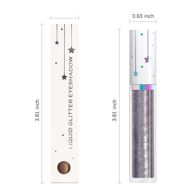 evpct Liquid Shimmery Glitter Eyeshadow Eyeliner, High Pigment Colored Metallic Eyeshadow Stick Eyeliner, Waterproof Long Lasting Sparkle Eye Makeup Set for Women, 08# Dark Grey