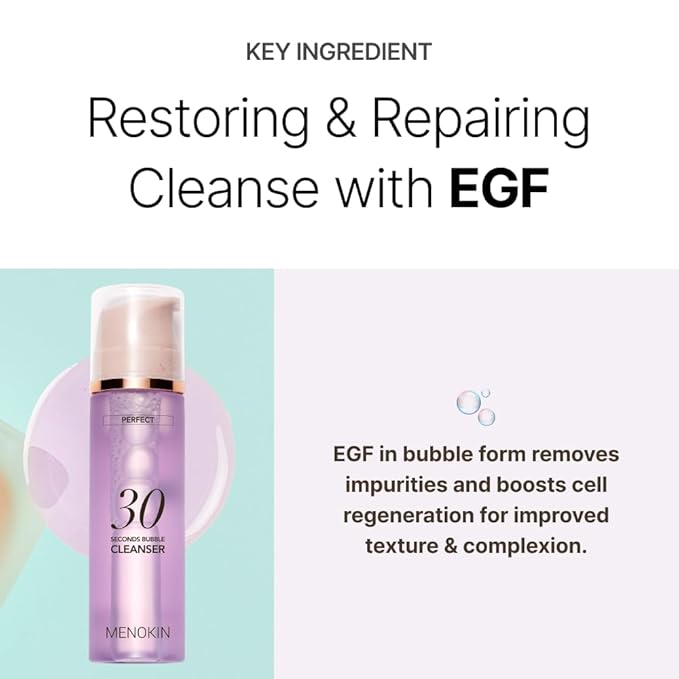 MENOKIN Cotton Cloud Bubble Cleanser [Perfect] EGF Skin Repair, Remove Impurities, Low pH for Sensitive Skin, Hydrating & Non-Stripping, Gentle Face Wash, Foaming bubbles, Korean Skincare 5.07 fl oz