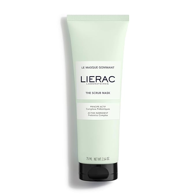 LIERAC DEMAQUILLANT The Scrub Mask - Exfoliating Face Wash with Marine Prebiotic Complex, Kaolin - Smoothing Facial Scrub for All Skin Types - 75 ml