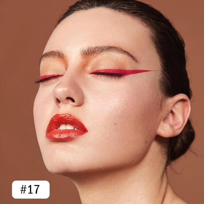 evpct Red Eyeliner Pencils for Eyes, True Red Colored Eye Liner Pencil Pen Makeup Waterproof Smudge Proof, Colored Gel Waterline Eyeliner Liquid, Face Eye Paint Stick Halloween Makeup 17