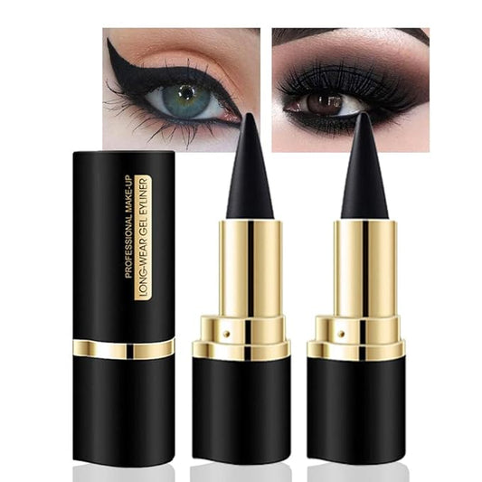 Kaely 2Pcs Gel Eyeliner Pencil, Natural Black Eyeliner Cream, Liquid Eye Liner Pencils for Older Women Waterproof, Smoky Eyeshadow Palette Goth Halloween Makeup Kit, delineador de ojos contra el agua