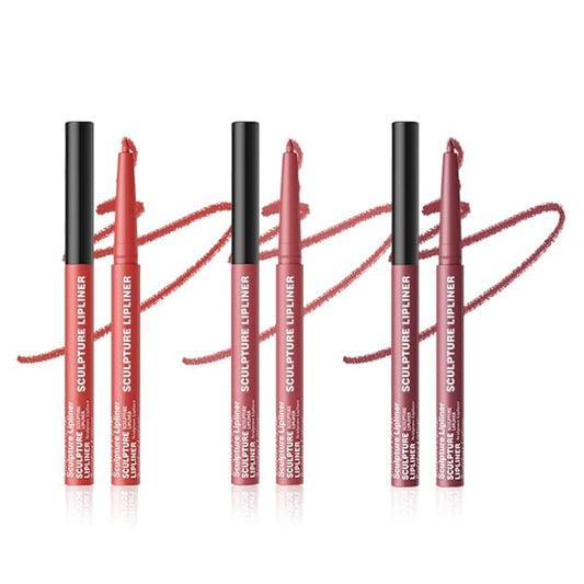 Matte Lip Liner Pencil Set, 12 Colors, Waterproof, Smudge-Proof, Long-Lasting, Semi-Glossy Finish for Defining, Contouring (3#, 3Count (Pack of 1))