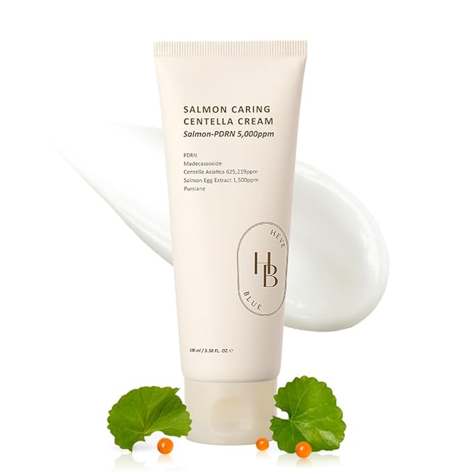 HEVEBLUE Salmon Caring Centella Cream - Salmon PDRN, Salmon Egg Extract, Centella, Madecassoside, Improve Skin Moisture Loss, Restore and Rejuvenate, Low Irritation, Korean Skincare, Valentine Gift