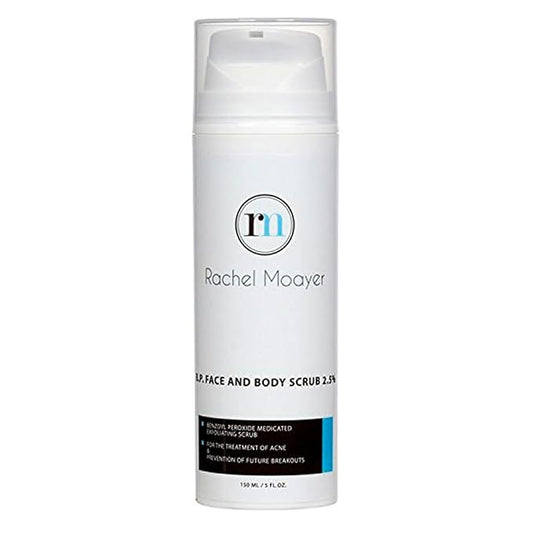 Rachel Moayer Skincare Acne Face & Body Scrub with 2.5% Micronized Benzoyl Peroxide, Facial Exfoliating Scrub for Acne Care, No Prescription Needed