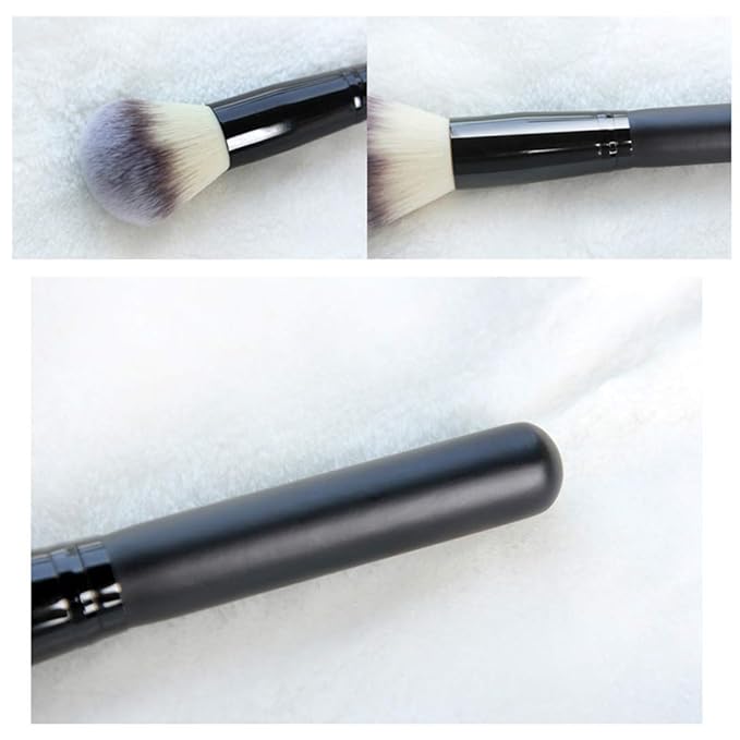 Makeup Brushes 2pcs Powder Foundation Brush Face Blush Blender Brush for Liquid and Cream Mineral Blending Buffing Kabuki Brushes Thick Dense Soft Synthetic Fibers Bristles Round Top - Black