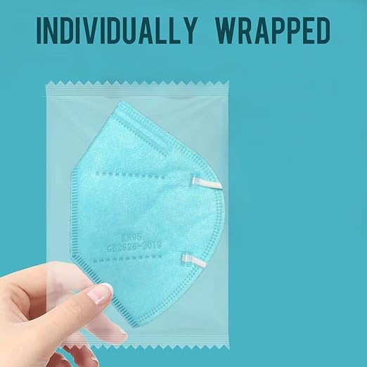 Blue KN95 Face Masks 100 Pack Breathable Disposable Face Masks