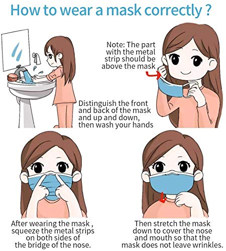 DC-BEAUTIFUL 100 Pcs Blue Disposable 3 Ply Earloop Face Masks,Fit for Adults