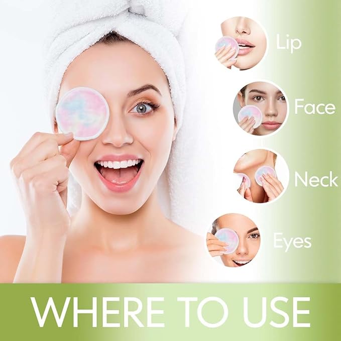 28 Pack Reusable Makeup Remover Face Pads with Laundry Bag Washable Soft and Comfortable Cleaning Face Skin,Washable Bamboo Cotton Rounds Colorful