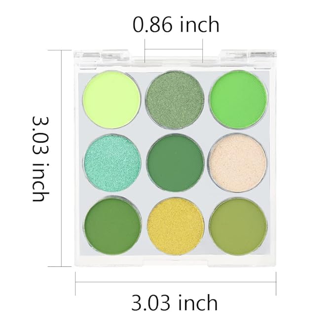 AMY'S DIARY Green Eyeshadow Palette - 9 Color Matte & Glitter Eye Shadows, Long Lasting, Light to Deep Shades for Women
