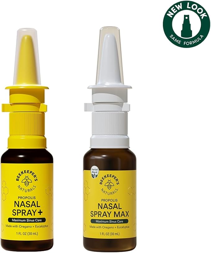 Beekeeper's Naturals Propolis Nasal Rinse Spray Max, Relief for Adults w/Eucalyptus, Oregano & Saline, Clears Nasal Congestion, Moisturizes Sinus Canal, & Decongest Sinus Cavities, 1 fl oz