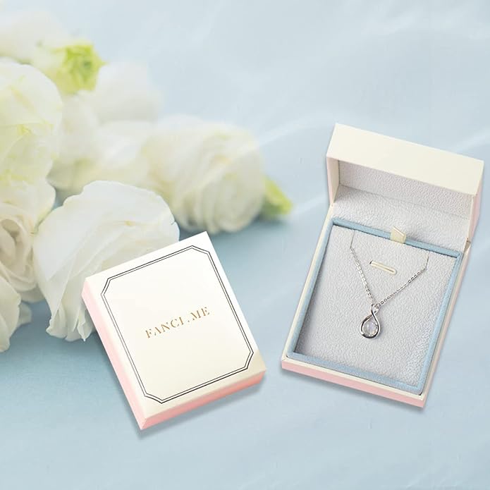 FANCIME Birthstone Necklaces for Women Fine Jewelry Sterling Silver Dainty Infinity Pendant Anniversary Birthday Christmas Gifts for Her Wife Mom Lady Daughter, Chain 16"+2" Extend