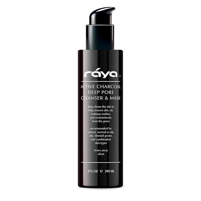 Raya Active Charcoal Deep Pore Facial Cleanser and Mask (121) | Deep Pore Cleansing Fluid for Combination, Oily, and Blemished Skin | Can Be Used as a Deep Pore Detox Mask for Combination Skin