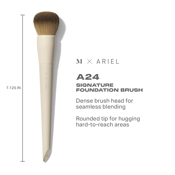 Morphe x Ariel Complexion Essentials Duo - A24 Signature Foundation & A19 Dual-Ended Concealer Brushes - Provides Seamless Application & Flawless Blend for Base Perfection (2 Piece Set)