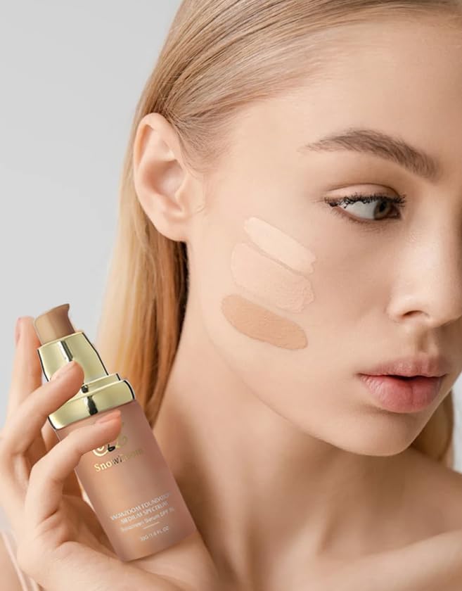 Medium 4 in 1 Hydrating full coverage concealer Lighting Foundation Liquid-Longwearing & Waterproof-korean makeup with SPF 50+1oz(30ml)