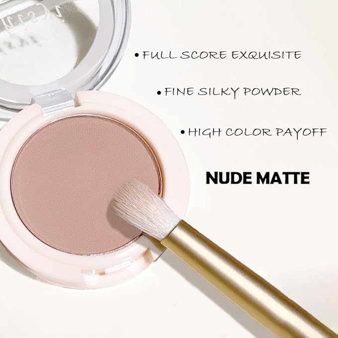 Eyeshadow Single Matte, High-Pigment Monochrome Eye Shadow Pressed Powder, Everyday Velvety Silky Eye Makeup Looks, Professional Long-Lasting Waterproof Single Eyeshadow Palette, Nude 01