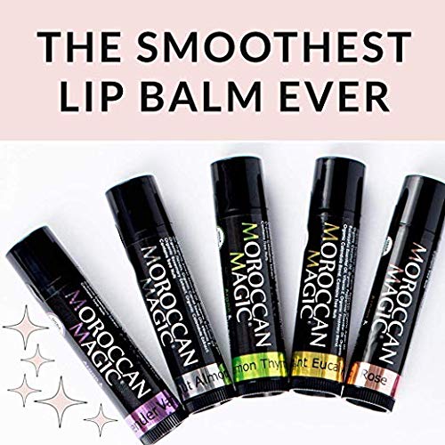 Moroccan Magic Organic Elderberry & Manuka Honey Lip Balm 3 Pack | Ultra-Hydrating Argan Oil Lip Moisturizer + Vitamin E | Natural Chapstick for Dry Lips | Smooth, Non-Toxic | Organic Lip Balm