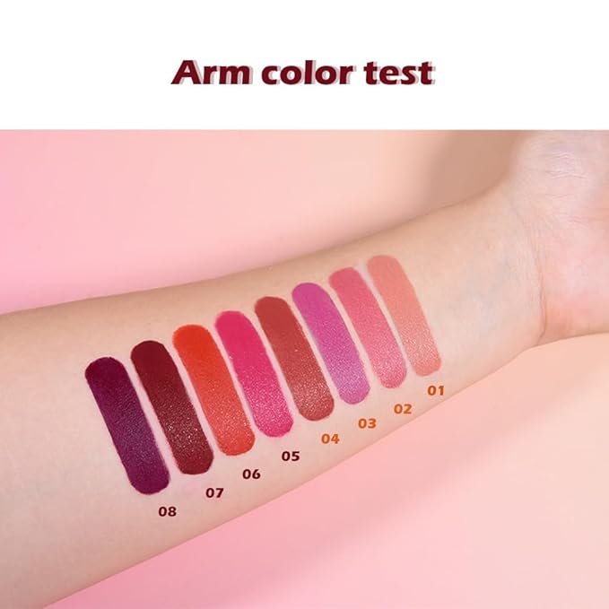 4Pcs Matte Lipstick Set for Women, Warm Pink Coral Red Purple Dark Red Lipsticks Lip Balm, Long Lasting Waterproof Transfer-Proof Vegan Lip Gloss Beauty Products Makeup All-Day Formula SetA01
