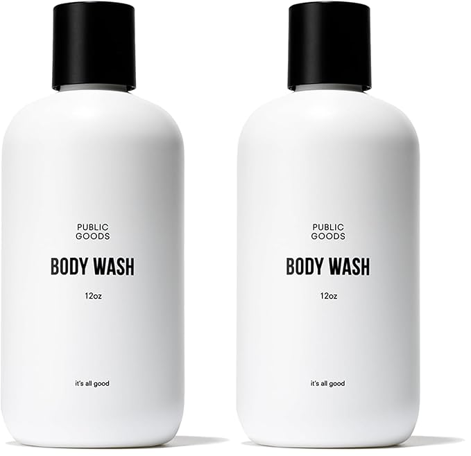 Public Goods Body Wash for Men and Women | Natural Soap for Bath & Shower | Body Scrub Made with Organic Essential Oils | Sulfate & Paraben Free | Vegan Friendly | 12 Fl Oz Bottle (Pack of 2)