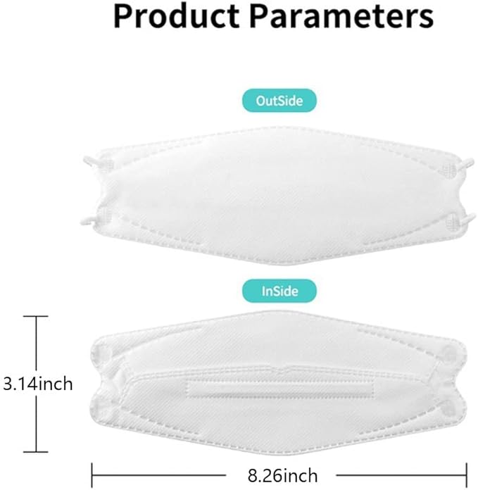 100Pcs KF94 Masks, Individually Wrapped 3D Fish Type Masks for Adult, 4 Layer Protective Face Mask