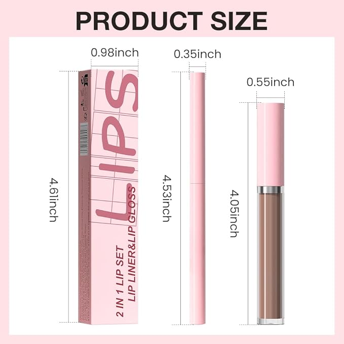 AMY'S DIARY 2pcs Taupe Lip Liner & Lipstick Makeup Set, Liquid Lipstick 24H and Lip Liner Set Matt Liquid Lips Make Up Waterproof Long Lasting (04#, 2 Pcs Set)