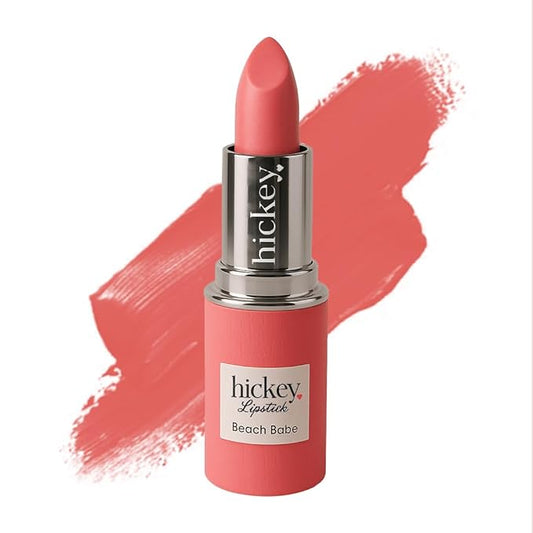 Hickey Lipstick for Women, Organic Beach Babe Coral Lipstick Refill - Hydrating & Moisturizing Long Lasting Lipstick - Vegan & Gluten-Free with Velvet Finish - Highly Pigmented, Smooth & Creamy Makeup
