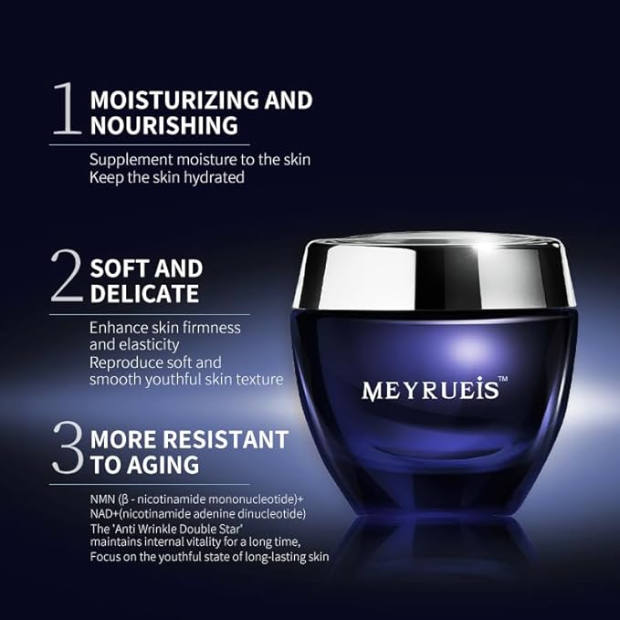 MEYRUEIS Anti-Aging Moisturizer Face Cream, Moisturize Without Oil, Fast-Absorbing, Deeply Nourishing, For All Skin Types, 1.75 Fl Oz