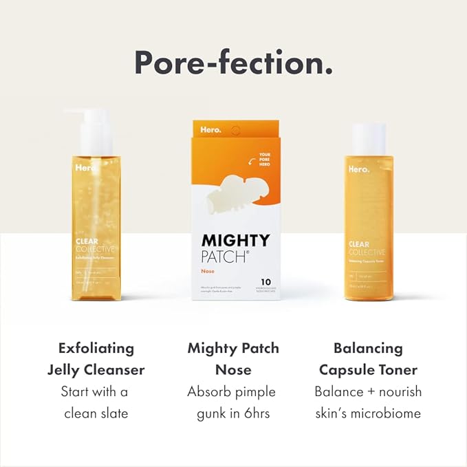 Mighty Patch Nose Pimple Patches from Hero Cosmetics, Large Hydrocolloid Pore Strips, Dermatologist Approved, Overnight, Pimple Stickers to Absorb Acne Nose Gunk, 10 Count