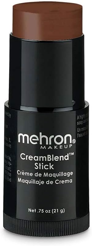 Mehron Makeup CreamBlend Stick | Face Paint, Body Paint, & Foundation Cream Makeup | Perfect for Halloween .75 oz (21 g) (Sable Brown)