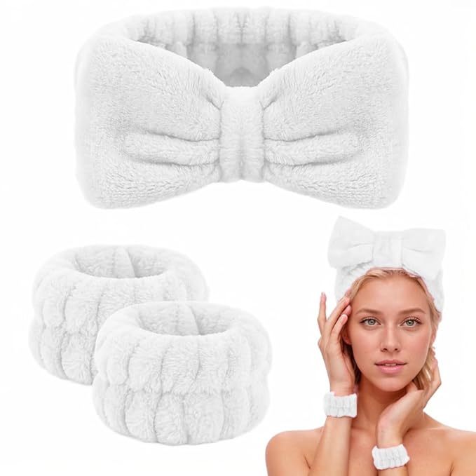 Spa Headband,Makeup Headband Set,For Face Washing Skin Care Accessories,Girls Headbands and Wristbands for Washing Face Head and Wrist Band Set