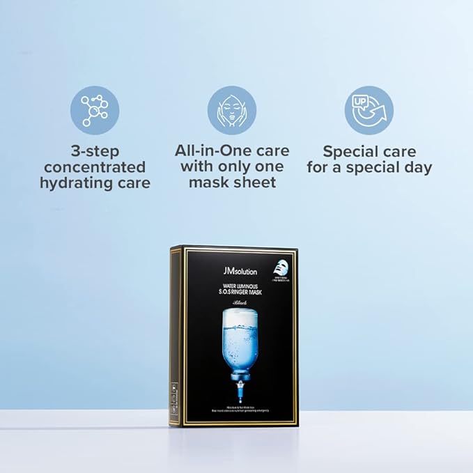 JMsolution Water Luminous S.O.S Ringer Mask Black - Korean Skin care-Rich Hydrated Smooth Moisture -10 sheets for All Skin type