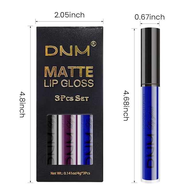 evpct 3Pcs Dark Purple Black Royal Blue Matte Liquid Lipstick Lip Stain Sets for Women Matte+Lipstick Long Lasting Waterproof Permanent 24 hr Hours Magic Lipstick 24 Hours original, Set27