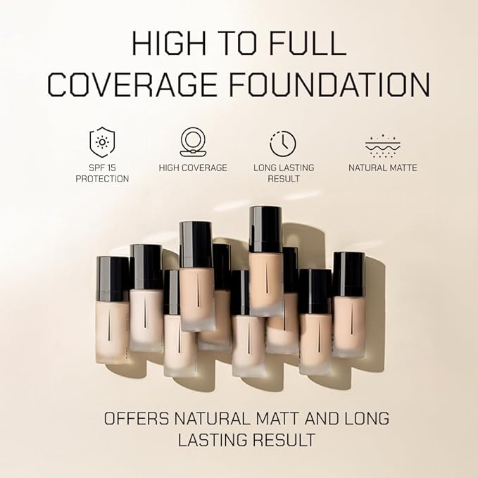 Radiant Professional Natural Fix All Day Matte Cream Foundation - Long Wear High Coverage Face Makeup Foundation With SPF 15 - Oil Free Matte Finish - For All Skin Types-1.01 oz. (04 Peachy Beige)