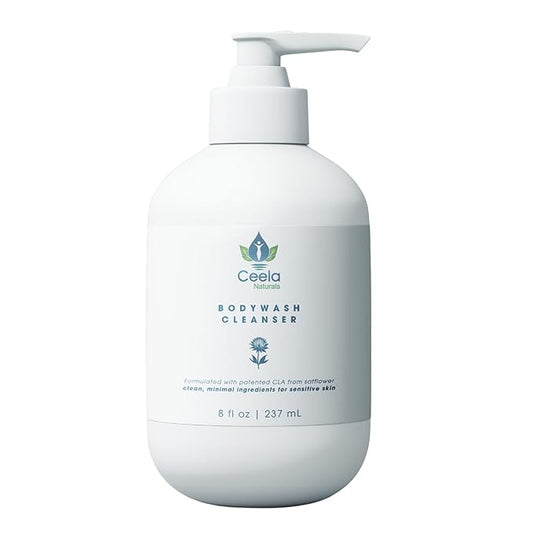 CEELA Naturals Body Wash Cleanser 8 fl oz – CLA-Based, Vegan, Hypoallergenic, Microbiome-Safe – Gently Soothes Sensitive Skin, No Synthetic Preservatives or Fragrances