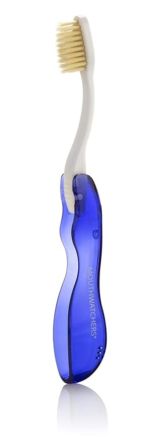 MOUTHWATCHERS Soft Flossing Folding Travel Toothbrush, Blue, Ultra Clean, Good for Sensitive Teeth and Gums, by Dr. Plotka's