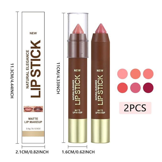 2Pcs Matte Lipstick Crayon Set for Women, 24 Hour Rose Pink Ruby Red Lipstick Lip Liner Pencil Long Lasting Waterproof Smudge Proof, Neutral lip liner marker Easy Application Full Coverage