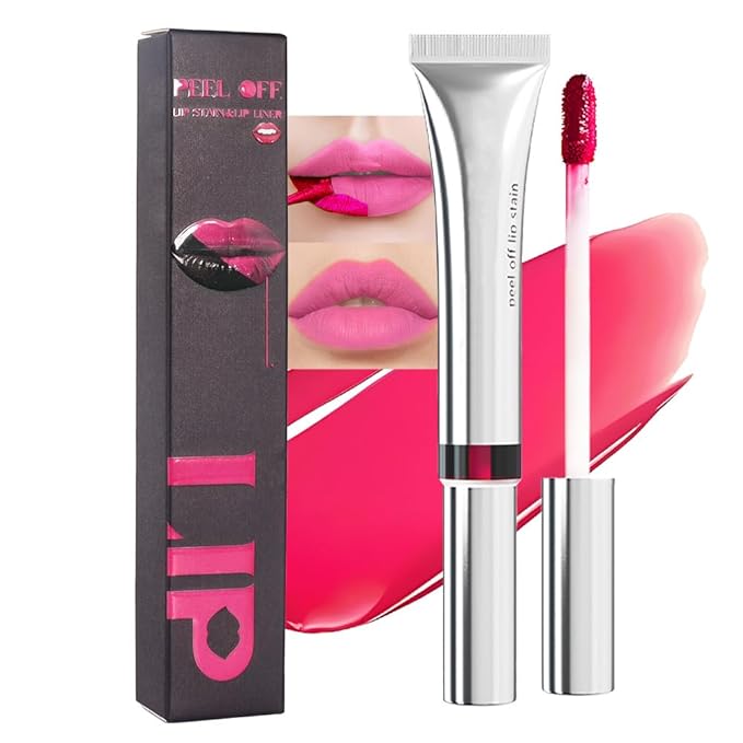 evpct Lip Tains Peel off, Peel off Lip Liner Tattoo Lip Stain Tint Gloss Marker Makeup, Long Lasting Waterproof 24 Hours Matte Finish Transfer-proof Pigmented Color Stay Lipsticks, 130 Rose Pink