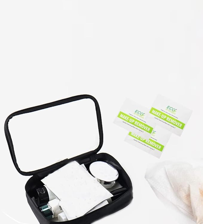 ECO amenities Makeup Remover Wipes - 20 Count, Individually Wrapped, Aloe Vera & Vitamin E - Face Wipes for All Skin Types - Travel Makeup Towelettes & Gentle Cleansing