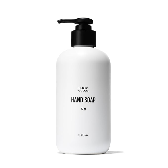 Public Goods Hand Soap | Cleansing Soap for Kitchen & Bathroom | Made with Natural Essential Oils | Paraben & Sulfate Free | Vegan Friendly | Made in Canada | 12 Fl Oz Bottle with Dispenser Pump