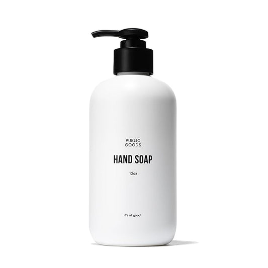 Public Goods Hand Soap | Cleansing Soap for Kitchen & Bathroom | Made with Natural Essential Oils | Paraben & Sulfate Free | Vegan Friendly | Made in Canada | 12 Fl Oz Bottle with Dispenser Pump