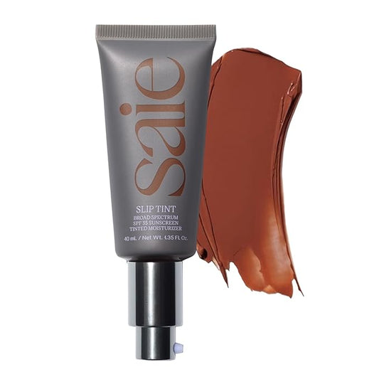 Saie Slip Tint Tinted Moisturizer with SPF 35 - Light Coverage, Glowy Skin Tint & Mineral Sunscreen for Face with Hydrating Hyaluronic Acid - Summer Makeup Essential - Shade Nine (1.35 oz)