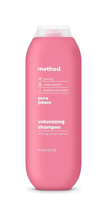 Method Volumizing Shampoo, Pure Peace with Rose, Peony, and Pink Sea Salt Scent Notes, Paraben and Sulfate Free, 14 oz (Pack of 1)