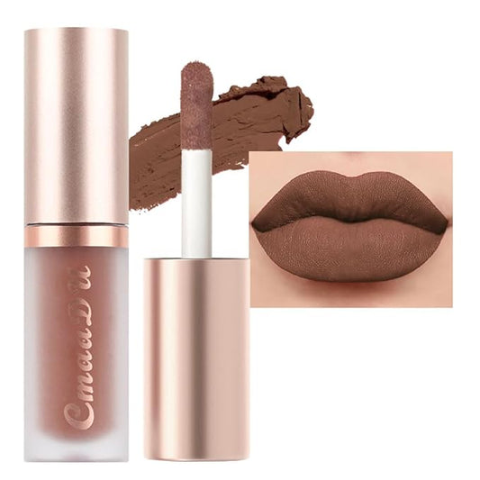 evpct 1Pcs Brown Matte Liquid Lipstick Lip Gloss Glossy Set for Black Women 24 Hour Silky Velvet Lipstick labiales matte larga duracion mate 24 horas originales 02#
