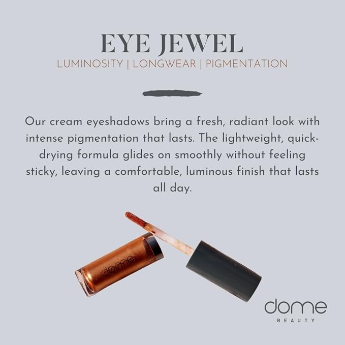 dome BEAUTY Eye Jewels 24-Hour Eye Shadow Vegan, Cruelty-Free Long-Lasting Cream Eyeshadow, Radiant Finish Eye Makeup for All Skin Tones, Easy-to-Blend, Smudge-Proof, 24k Gold .15 fl oz