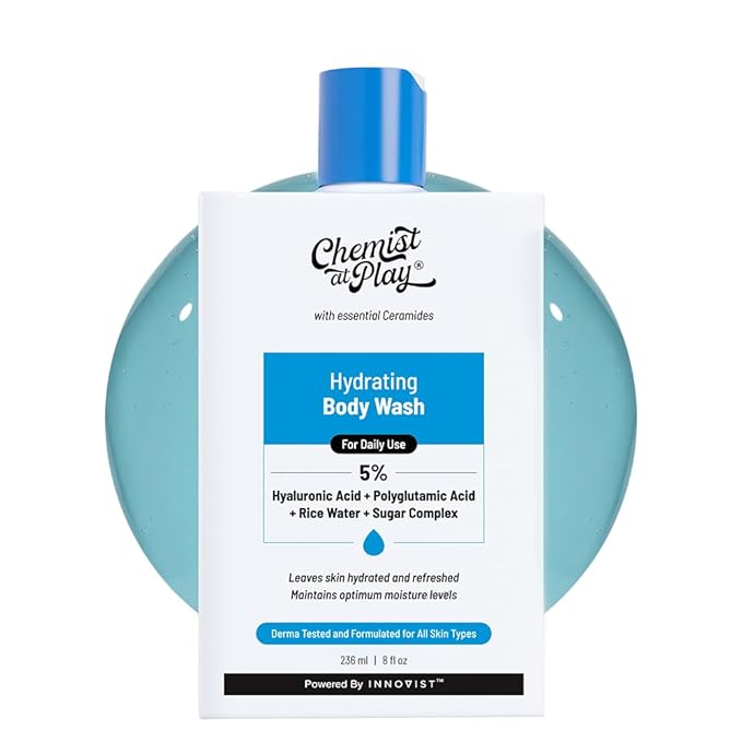 Chemist at Play Hydrating Body Wash |With 5% Hyaluronic Acid Bodywash for Intense Hydration | Reduces Flakes & Itchiness |For Dry Skin |Polyglutamic Acid & Hyaluronic Acid |For Women & Men | 7.9 Fl oz