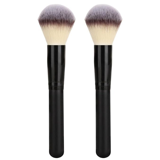 Makeup Brushes 2pcs Powder Foundation Brush Face Blush Blender Brush for Liquid and Cream Mineral Blending Buffing Kabuki Brushes Thick Dense Soft Synthetic Fibers Bristles Round Top - Black