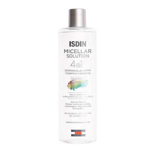 ISDIN Micellar 4-in-1 Facial Cleansing Water Solution - Hydrating and Cleansing Toner and Makeup Remover for Sensitive Skin, 13.5 FL OZ
