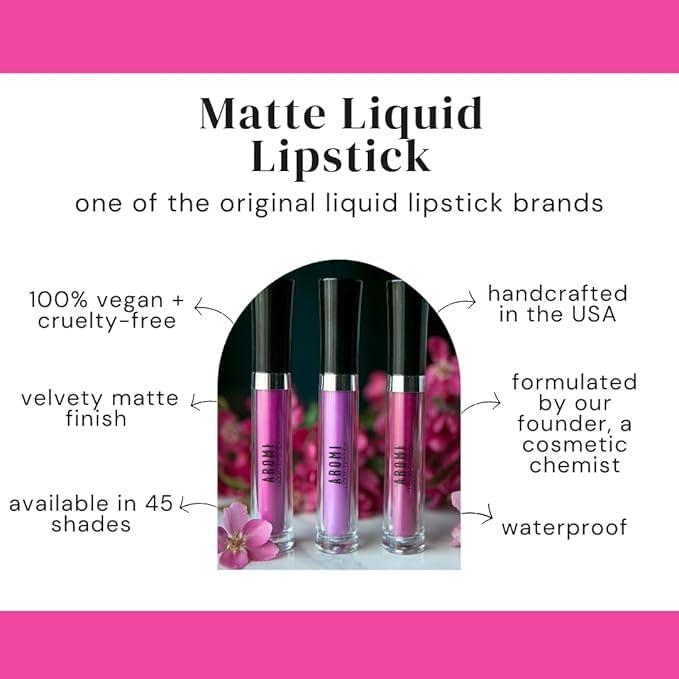 Aromi Matte Liquid Lipstick | Blush Nude, Light, Pale Pink Lip Color, Long-Lasting, Smudge Proof, Vegan, Cruelty-free, Handmade (Blush Nude)